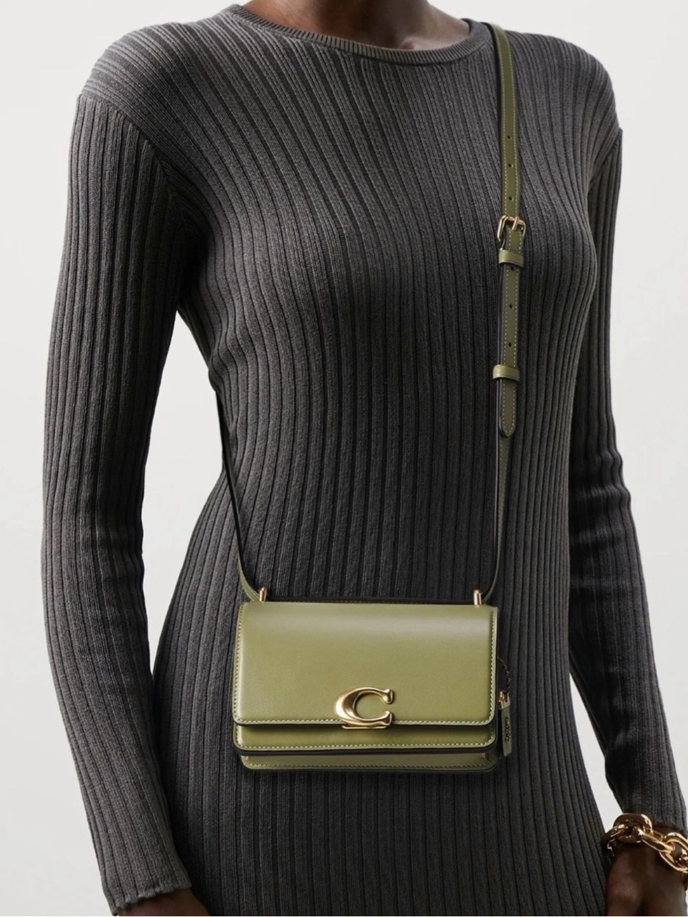 Coach Soft Green bandit Leather Shoulder Bag with Signature 'C' Hardware